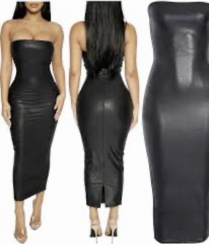 Abito midi body con ecopelle - abito,