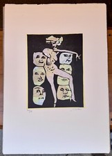 Mino Maccari "S.T. (donna sei teste)" serigrafia su carta 24/78 anno 1978