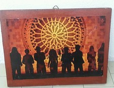 Quadro decoupage legno rosone collemaggio  l'aquila