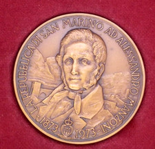 Medaglia  Alessandro Manzoni La Repubblica di San Marino 1873-1973 mm. 60