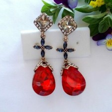 Fashion orecchini a lacrima.Strass bianchi, color topazio e rubino (OR.M/I)