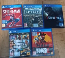 Spider Men, Days Gon ,Resident Evil 4 Remake, Gta 5 , Res Dead Redemption 2