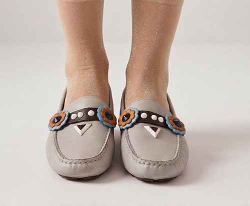 Mocassini fendi grigi - grigi, pelle