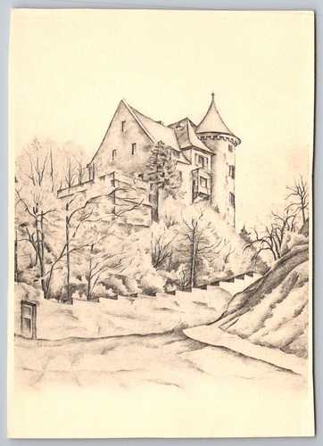 Cartolina castello sul - cartolina, pendio