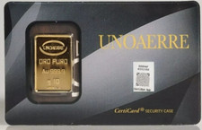 LINGOTTO  UNOAERRE   10 GRAMMI ORO PURO 999.9 NUOVO IN BLISTER
