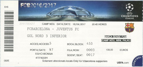 Biglietto barcellona juventus - barcellona,