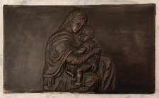 Edoardo Rubino -(Torino 1871-1954 ) - Bronzo Bassorilievo - Madonna Con Bambino 