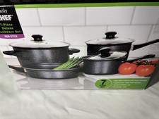 Family Chef Set di Pentole Antiaderenti Deluxe 7 Pezzi con Coperchi in Vetro Temperato e Stay-C