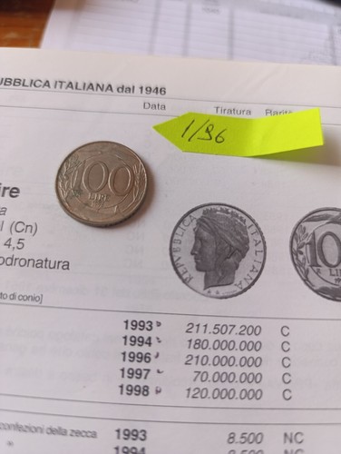 Moneta italia 100 - moneta,