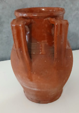 Vecchia Anfora Vaso Rustico Pugliese in Terracotta Smaltata Vintage Modernariato