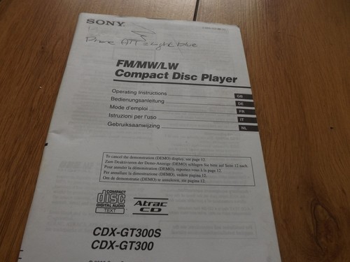 Sony cdx gt300s gt300 - sony, cdx-gt300s/cdx-gt300