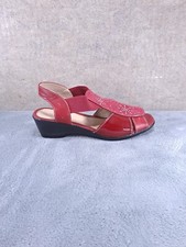 Sandalo Moenia In Pelle E Zeppa Antiscivolo Tomaia In Fasce Strass Tg 38 Rosso