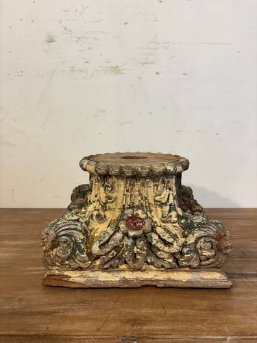 Antique wooden column base - column,