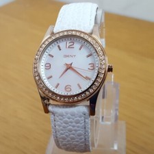 Orologio donna pelle di squalo bianco DKNY NY8373 oro rosa quadrante perle set gemme glitz