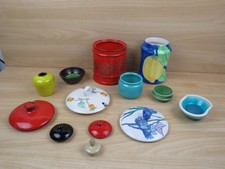 vecchio LOTTO DI OGGETTI IN CERAMICA ERNESTINE SALERNO coperchi barattoli ciotol