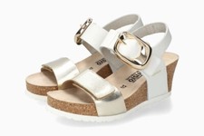 MEPHISTO - SANDALO DONNA IN PELLE  CON ZEPPA  LEANDRE GOLD+BIANCO