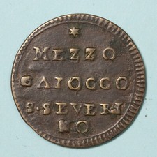 PIO VI 1/2 BAIOCCO ANNO XXIII SAN SEVERINO MARCHE RARO qBB RAME COPPER COIN
