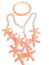 Spettacolare, UNICO,  Collier Vintage 9 Stelle Marine, Rosa/arancio Corallo+dono