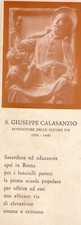 Segnalibro vintage - San Giuseppe Calasanzio con preghiera dello studente
