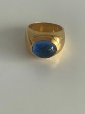 anello donna oro 18 kt E Pietra Topazio Azzurro Vintage