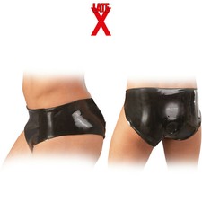 Late X Sexy Natural Latex Briefs Pants Anal Dildo Inside Slip Pantaloni Latice