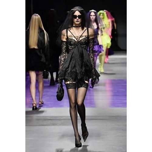 Mini abito versace runway nero - abito,