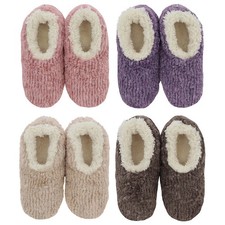Pantofole da donna in pelliccia di orsacchiotto Snoozies fodera sherpa vari colori