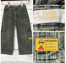 Jeans Petit Patapon ragazzo pantaloni cargo in velluto a coste verde kaki taglia 4
