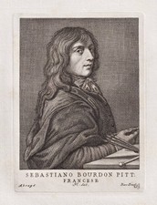 Sebastien Bourdon Pittore Francese Barocco Incisione Ritratto 1770