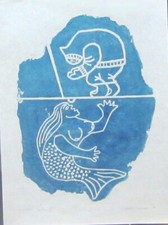 Inuit STAMPA TAGLIO PIETRA "SOGNO DI CACCIATORI" 32/50 Firmata da KOOTOO MUNNO 18X24 1981