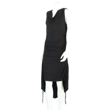 Abito con arricciatura nero collo a cascata vestito estivo jersey