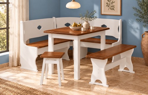 Gruppo panca angolare - , bianco