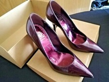 SCARPE DONNA DECOLLETE' N. 38 - TACCO 10 - LUCIDE COLOR MELANZANA - MARCA BACI