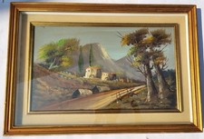 Dipinto Originale Antonio Ponticelli - Paesaggio Italiano con Casolari