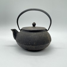 Grande Teiera Nanbu Tekki Nera Tetsubin Dot Ghisa Iwachu Vintage Japan n04