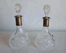 B€TT€R Set Oliera E Acetiera In Cristallo E Argento 800 Anni '60