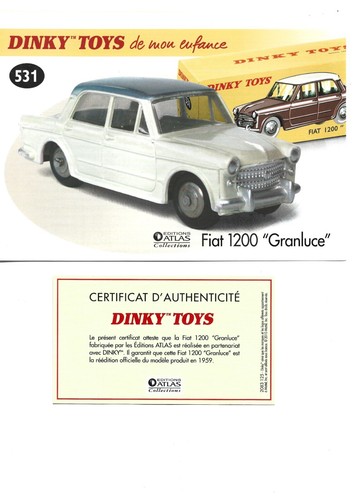 Dinky toys fiche - fiche, certificat