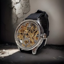 Vintage 48mm Skeleton Watch Based on Swiss Pocket Watch Movement from 1923