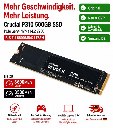 Crucial p310 500 - p310, pcie
