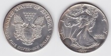 Moneta argento 1 dollaro Silver Eagle USA 1987 1 oncia argento fine (141570)
