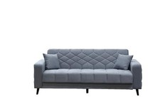 Divano Letto 3 Posti Melisa 210x88x82 cm Velluto 79-003 Grigio MELISA-3P DecHome