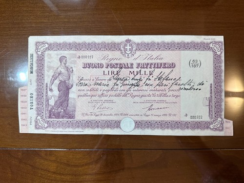 Buono postale fruttifero lire - buono,