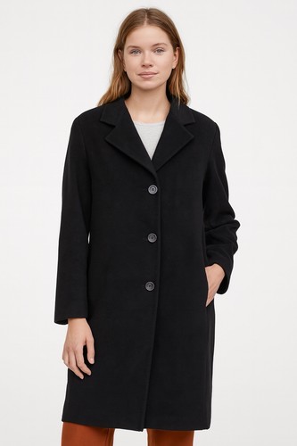 Cappotto lana monopetto nero