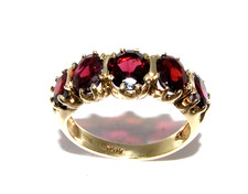 Anello In Oro Giallo 9 Carati Con Pietra Granato Donna Taglia UK Q 1/2