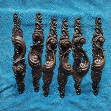 sei antiche maniglie per porte vintage decorate in ottone massiccio vittoriana