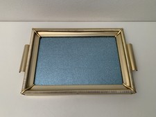 Vassoio Anni 50 MB Italy Cornice Alluminio Anodizzato Oro Tenue, Vetro e Legno