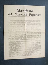 Manifesto dei Musicisti Futuristi Balilla Pratella 1910 prima tiratura