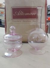Murano vetro Salviati  scatola cipria+vaso monofiore  rosa