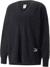Nuova felpa PUMA uomo Luxe Sport oversize scollo a V casual - nera - taglia L