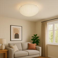 Plafoniera in vetro satinato Ø30 cm con decori grigi – design moderno – luce sof